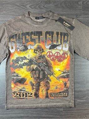 Men's Short Sleeve Graphic Tee - Brown/Orange Warzone